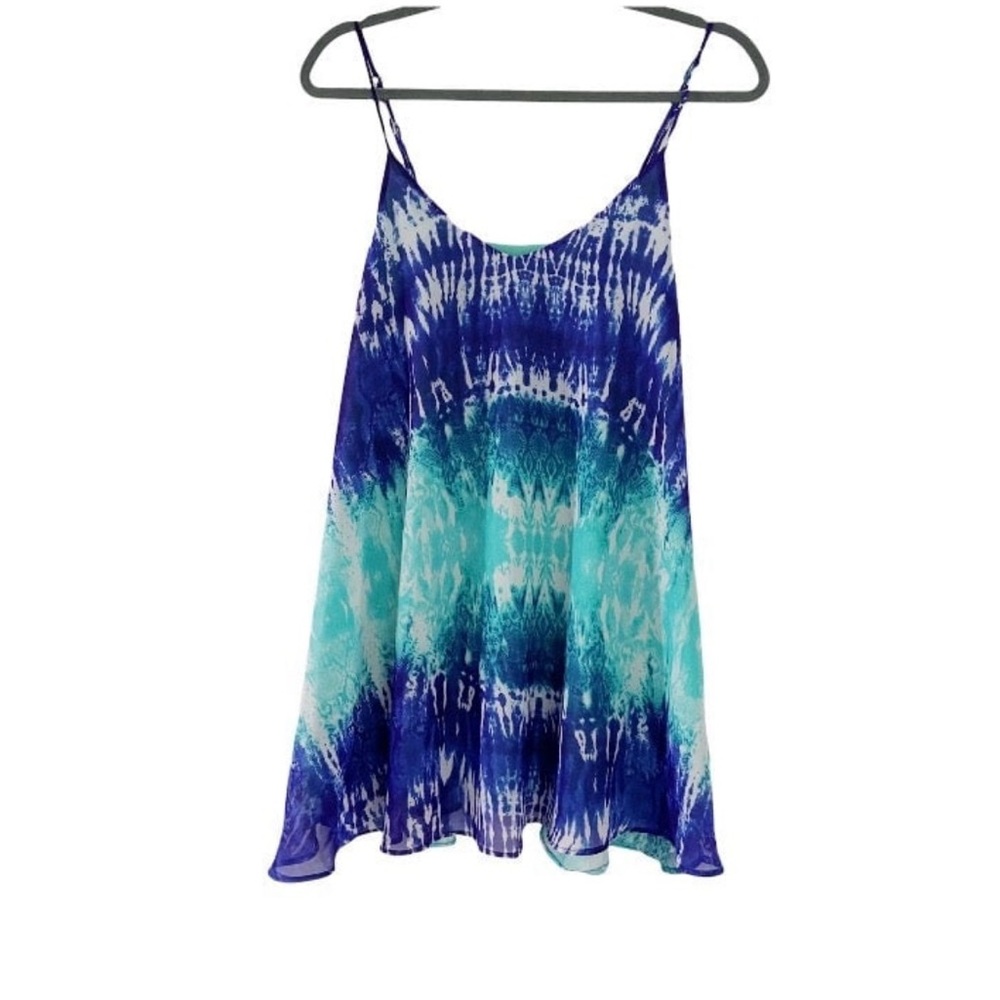 Show Me Your Mumu Circus Mini Dress in Blue Aqua Tie Dye Print